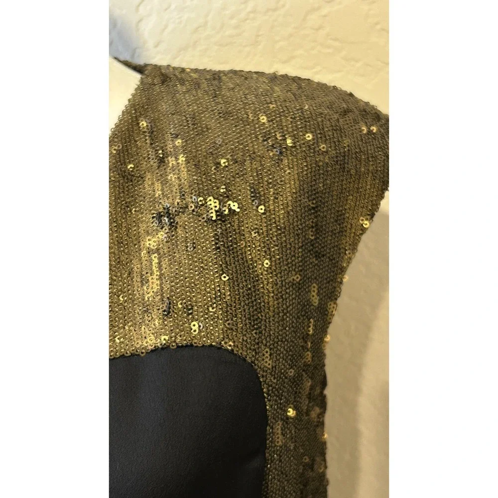 Ted Baker London Langley Gown Maxi Dress Size 2 Black Gold Sequins Holiday HOCO - Picture 5 of 11